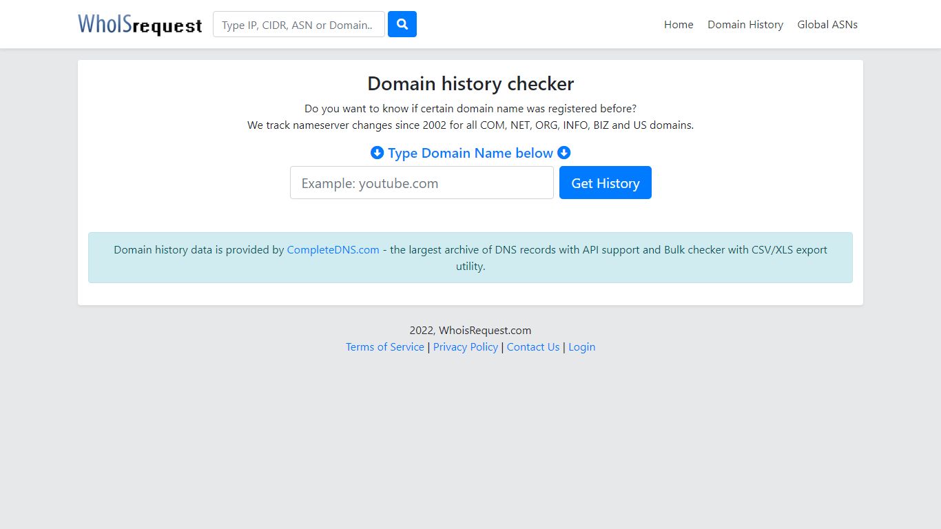 Domain History Checker